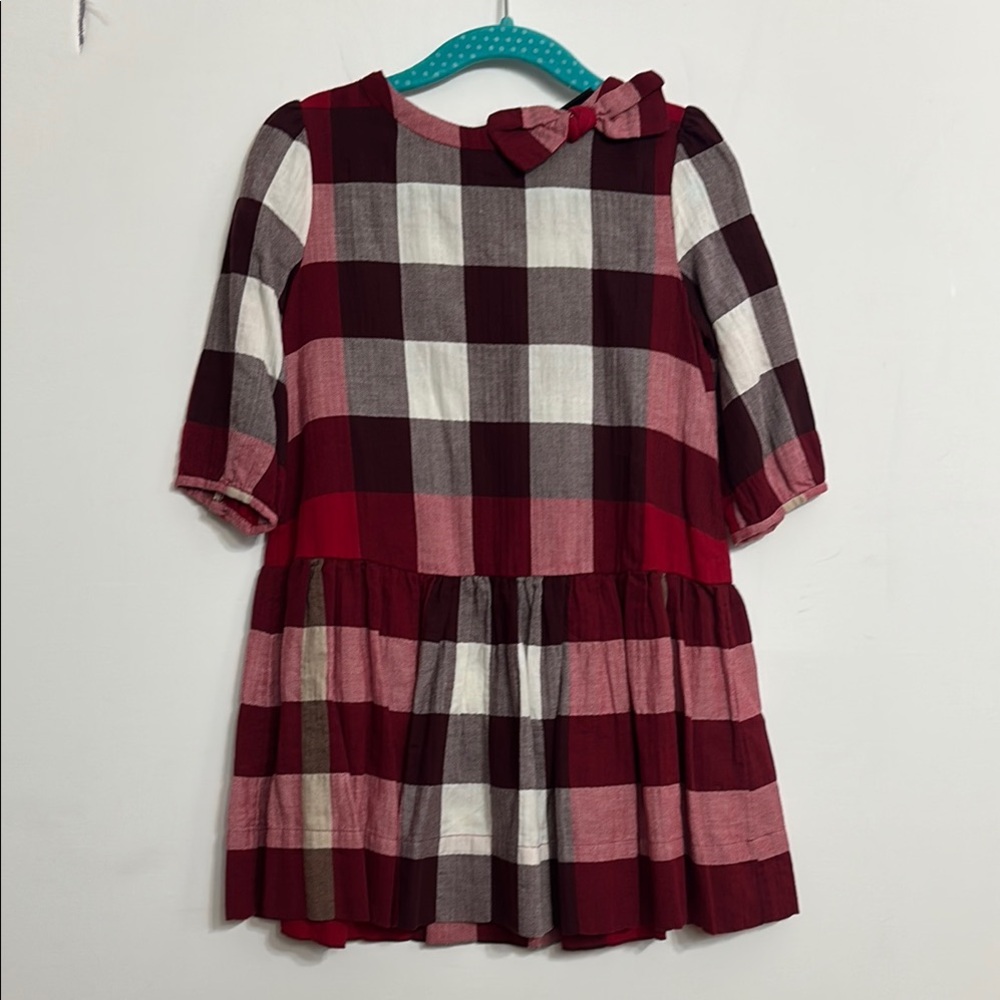 NWT Burberry Plaid Kids Dress with Bow Accent - Size 5Y